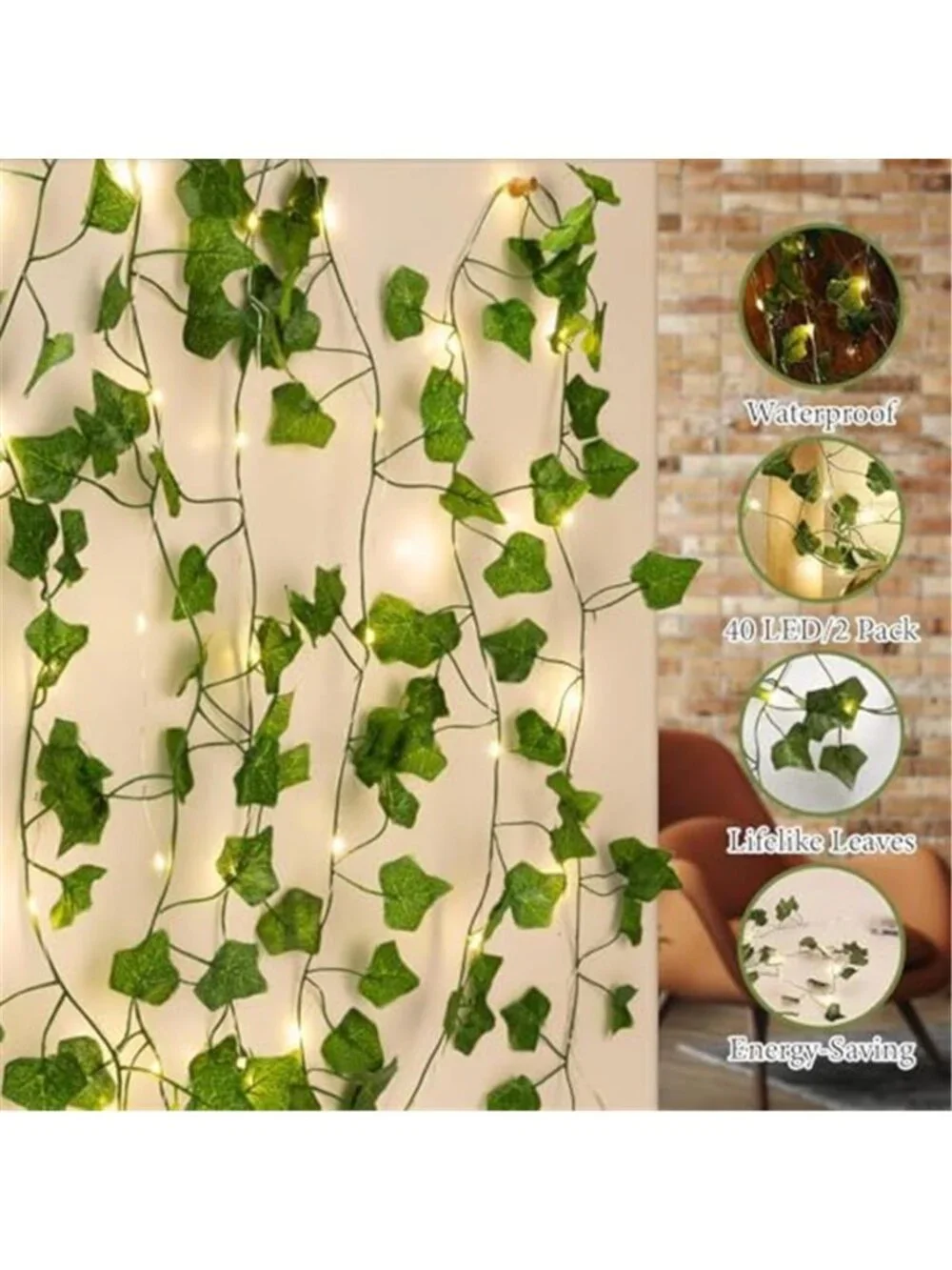 Ivy Vine String Lights LED Fairy Lights Room Decor Bedroom Wall Hanging Decor
